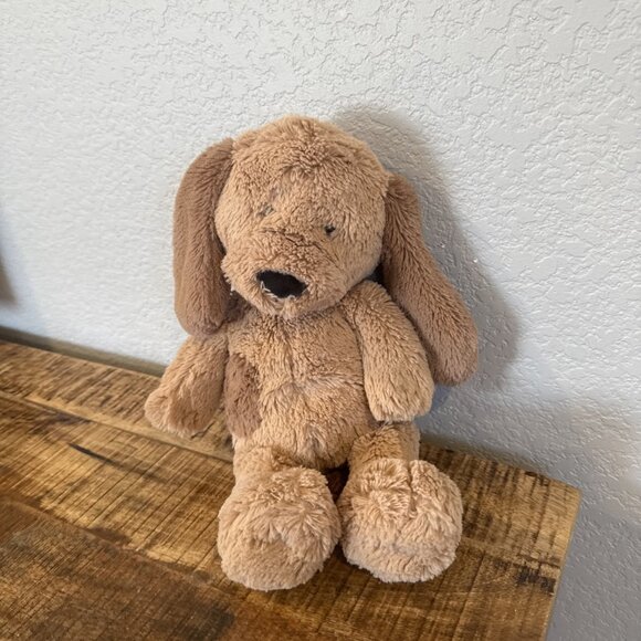 12" Pottery Barn Kids FRANKIE Puppy Dog Plush Tan Brown Spot Ears Stuffed Animal - Picture 2 of 8